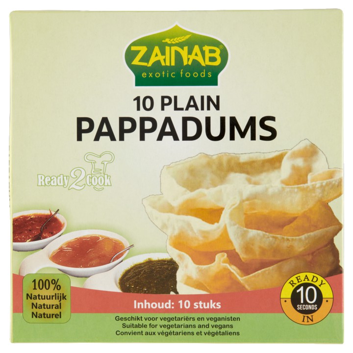 Zainab Plain Pappadums 10 Stuks