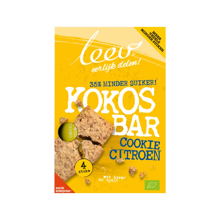 Leev Kokosbar Cookie Citroen 4 x 35g