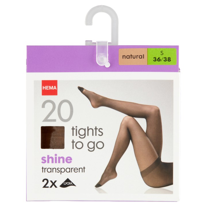 HEMA Panty&amp;#x27;s Shine To Go - 20 Denier Naturel Maat 36/38 2 Stuks