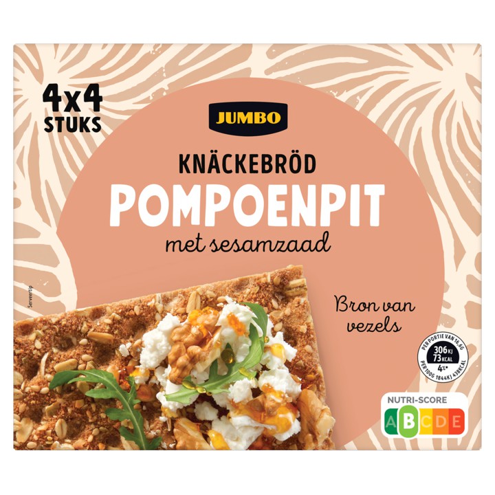 Jumbo Kn&amp;auml;ckebr&amp;ouml;d Pompoenpit 4 x 4 Stuks 265g