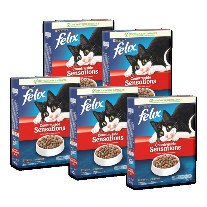 Felix Countryside Sensations Brokjes met Rund, Kip &amp;amp; Groenten Kattenvoer 5 x 1kg