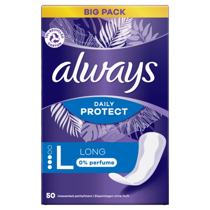 Always Daily Protect Long 0% Parfum Inlegkruisjes 50 Stuks