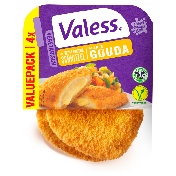 Valess Vegetarisch Schnitzel Milner Gouda Valuepack 4 Stuks 360g