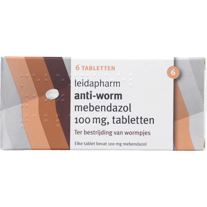 LeidaPharm Anti-worm tabletten mebendazol 100 mg, 6 stuks