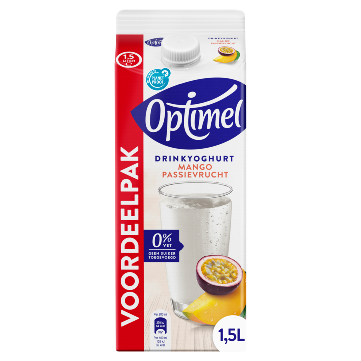 Optimel Drinkyoghurt mango passievrucht 0% vet 1. 5L