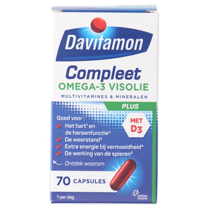 Davitamon Compleet Omega-3 visolie capsules, 70 stuks