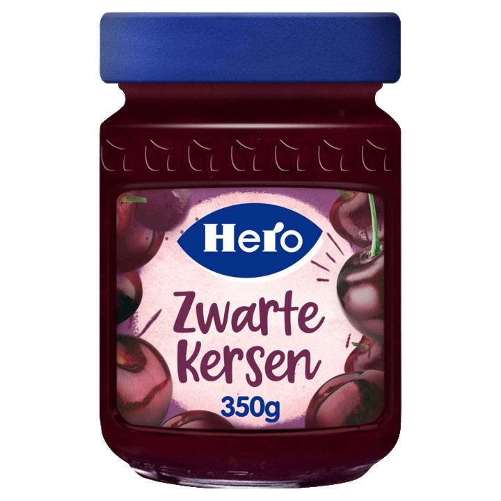 Hero Fruitspread Zwarte Kersen 350 g pot