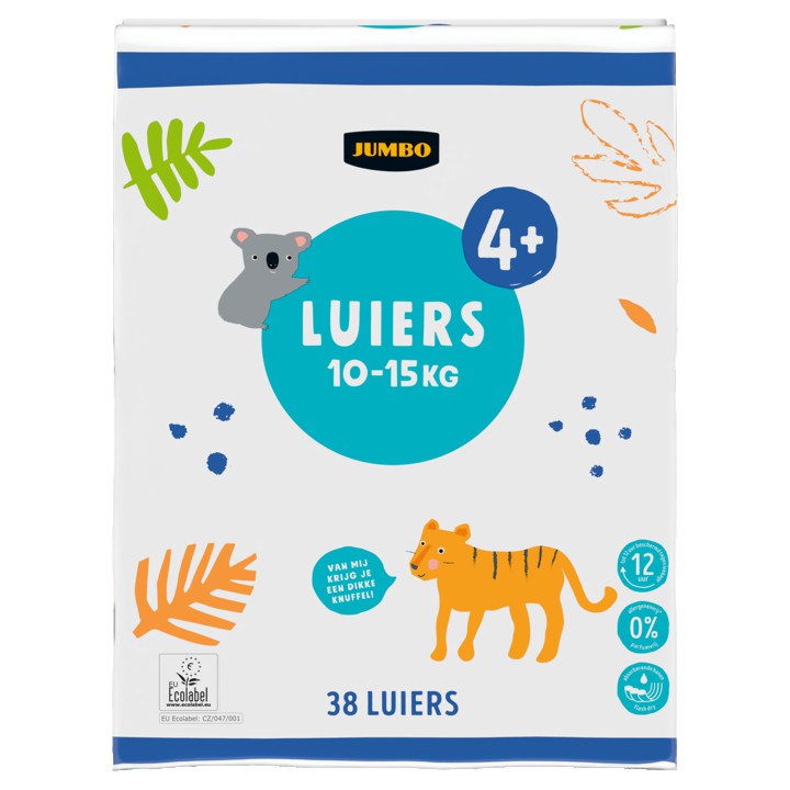 Jumbo Luiers Maat 4+ 10-15 kg 38 Stuks