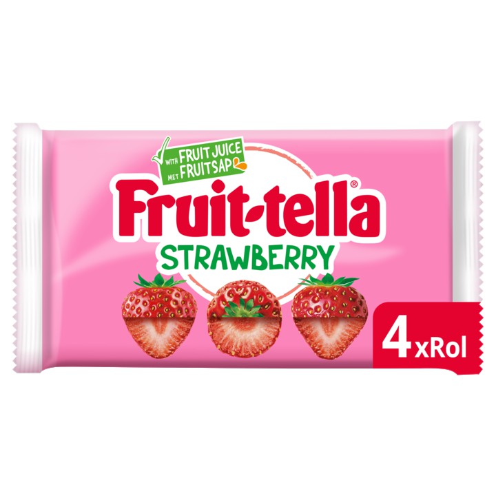 Fruittella Strawberry Aardbei Rollen snoep Pak 4 rollen