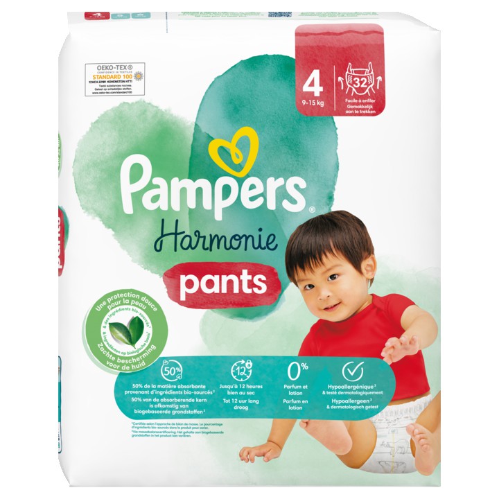 Pampers Harmonie Pants Maat 4, 32 Luierbroekjes, 9kg-15kg