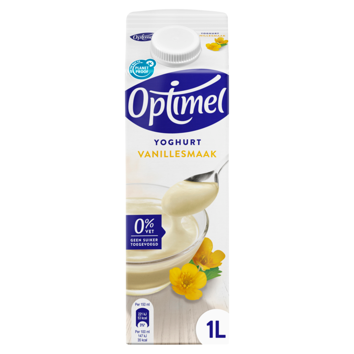 Optimel Magere yoghurt vanille 0% vet 1L