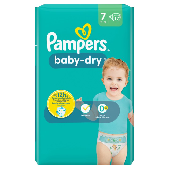 Pampers Baby-Dry Maat 7, 17 Luiers