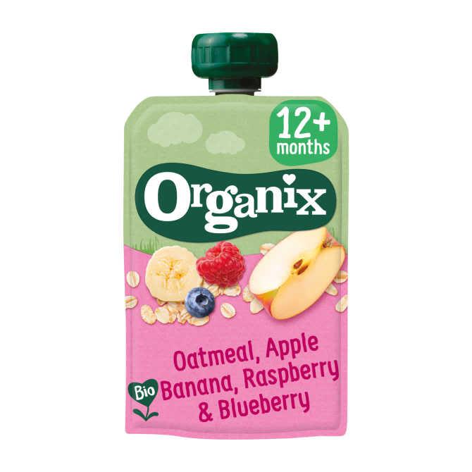 Organix Knijpfruit haver, appel, banaan, aardbei, bosbes 12mnd