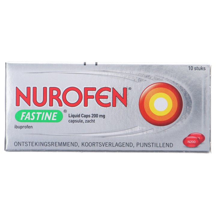 Nurofen Ibuprofen Fastine liquid caps 200 mg, 10 stuks