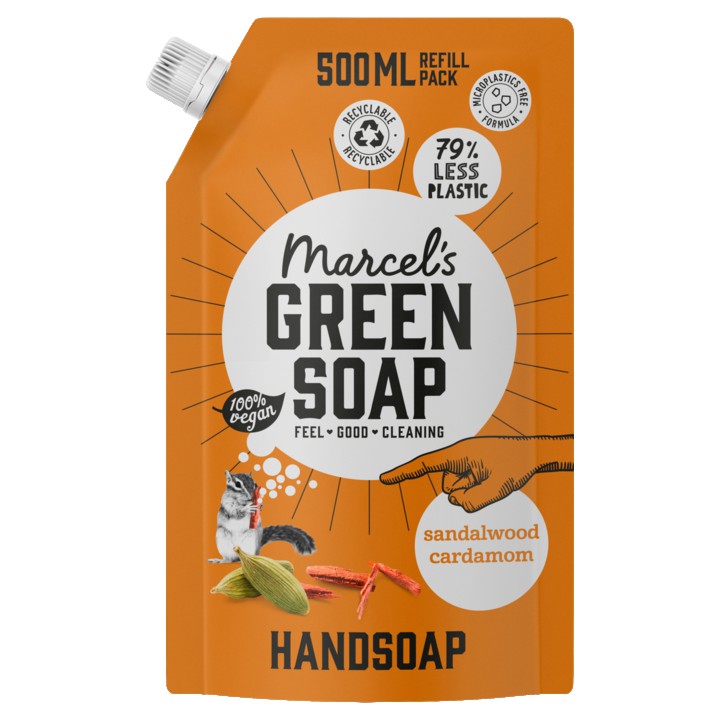 Marcel&amp;#x27;s Green Soap Handzeep Sandelhout &amp;amp; Kardemom Navulling 500ml