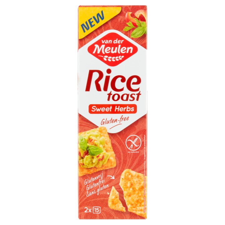 Van der Meulen Rice Toast Sweet Herbs 2 x 15 Stuks 65g