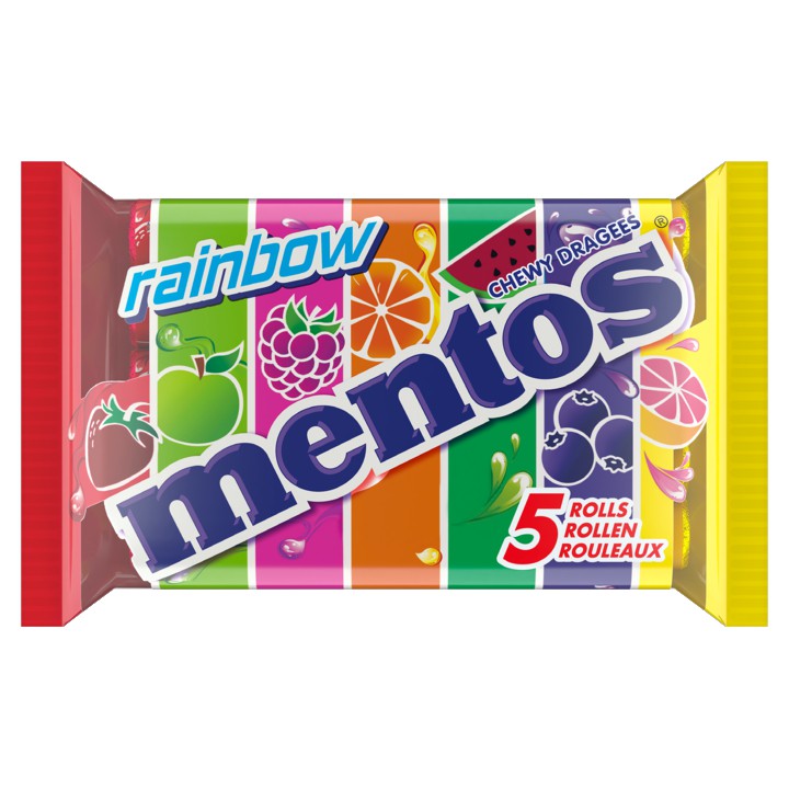 Mentos Rainbow Rollen Snoep Pak 5 rollen