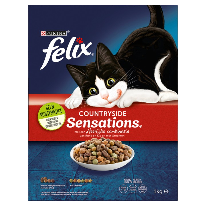 Felix&amp;reg; Countryside Sensations&amp;reg; kattenvoer met Rund, met Kip en met Groenten 1000g