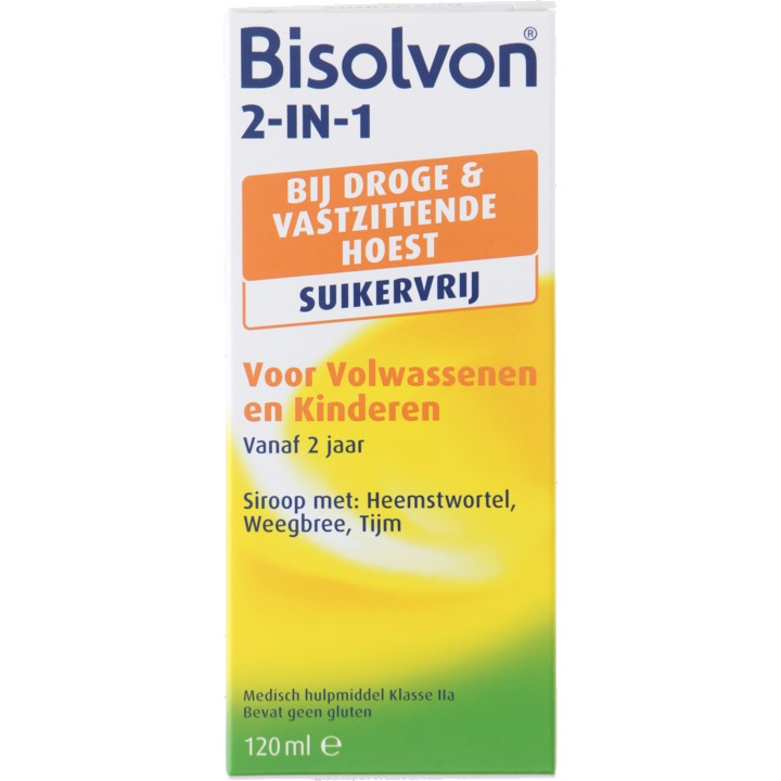 Bisolvon 2-In-1 hoestdrank suikervrij (siroop, 120 ml)