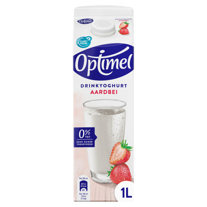 Optimel Drinkyoghurt aardbei 0% vet 1L
