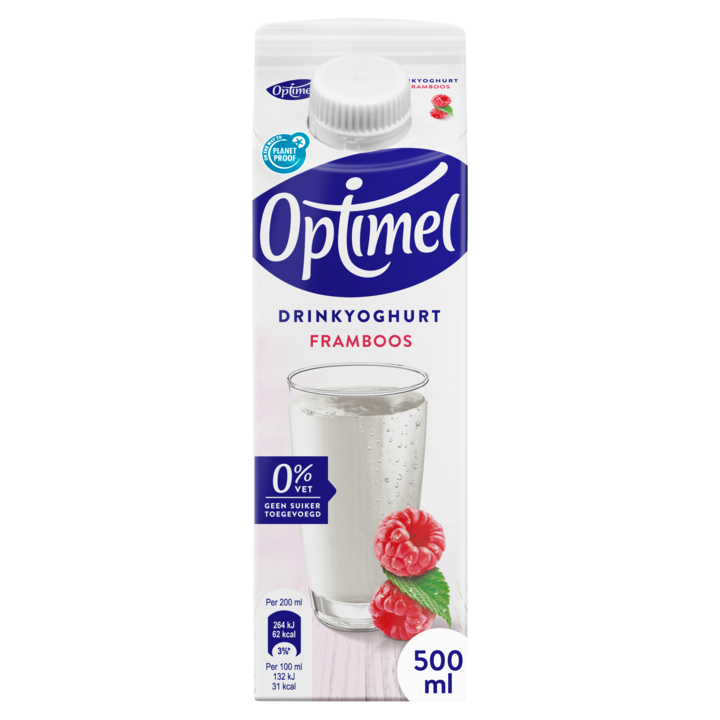 Optimel Drinkyoghurt framboos 0% vet 500ml