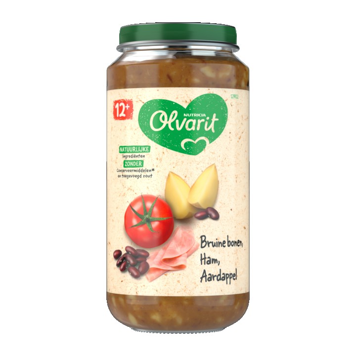 Olvarit Bruine bonen Ham Aardappel 12+ Maanden 250g