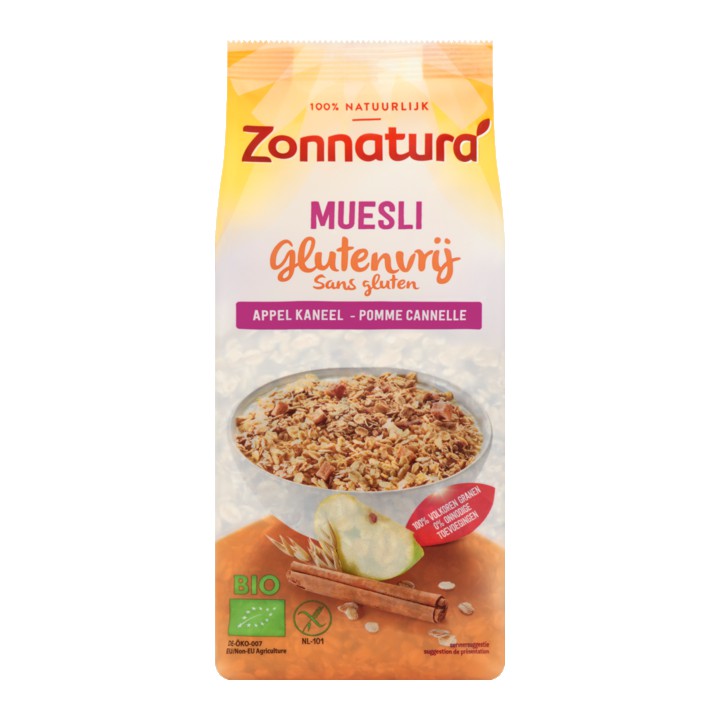 Zonnatura Muesli Glutenvrij Appel Kaneel 375g