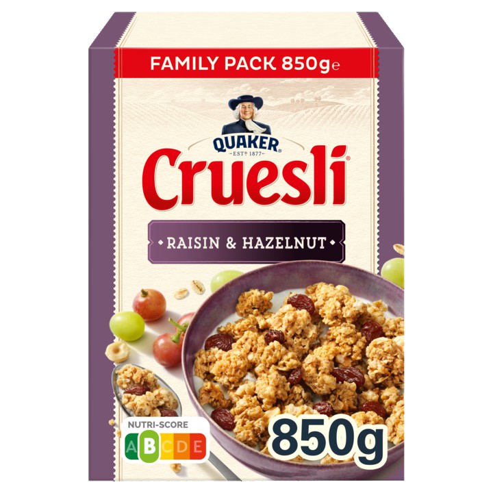 Quaker Cruesli Rozijn Hazelnoot 850gr