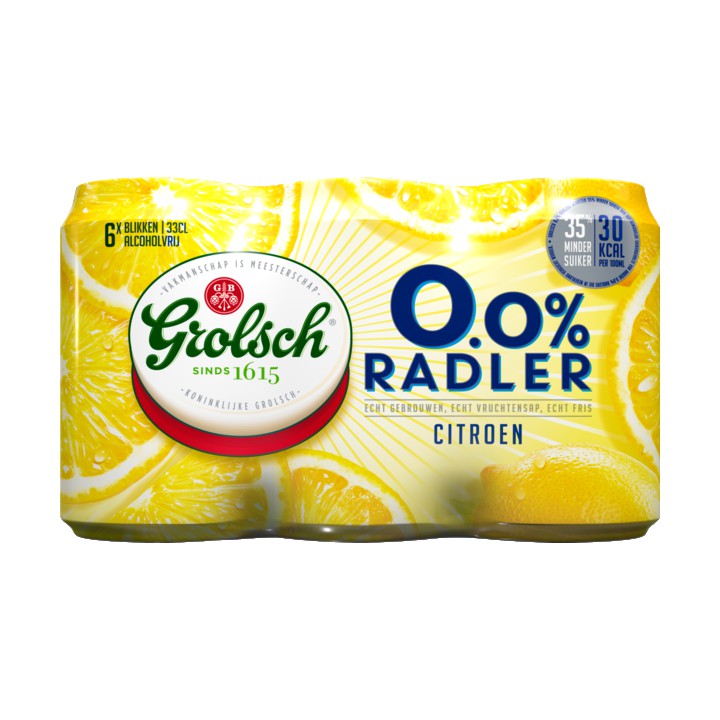 Grolsch 0.0% Radler Citroen Blikken 6 x 330ML