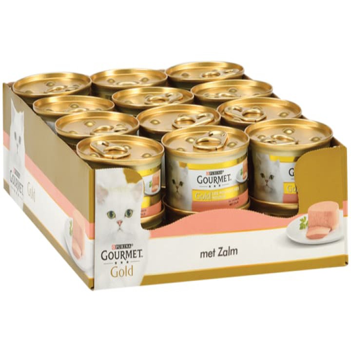 Gourmet Gold Mousse met Zalm Kattenvoer Nat 24 x 85g