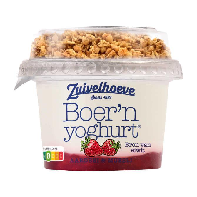 Zuivelhoeve Boer&#039;n yoghurt aardbei &amp; muesli