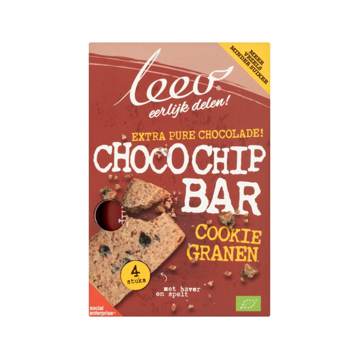 Leev Bio Choco Chip Cookiebar Granen