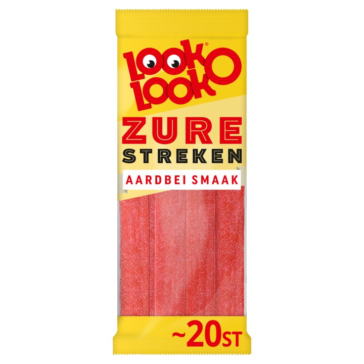 Look O Look Zure streken aardbei Zuur Snoep Zak 125 gram Zure matten