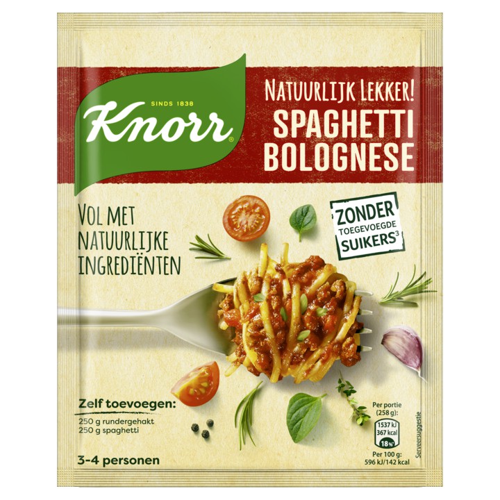 Knorr Natuurlijk Lekker! Maaltijdmix Spaghetti Bolognese 38g