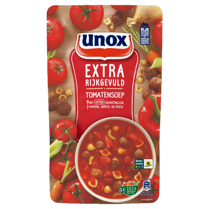 Unox Extra Rijkgevuld Soep In Zak Tomatensoep 570ml