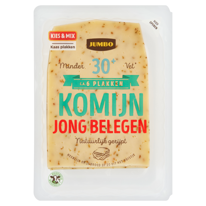 Jumbo Jong Belegen Komijn Kaas 30+ Plakken 190g