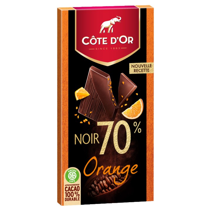 C&amp;ocirc;te d&amp;#x27;Or Pure Chocolade Tablet 70% puur sinaasappel 100g