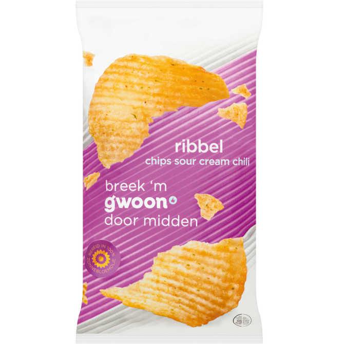 g&#039;woon Ribbelchips sour cream chili