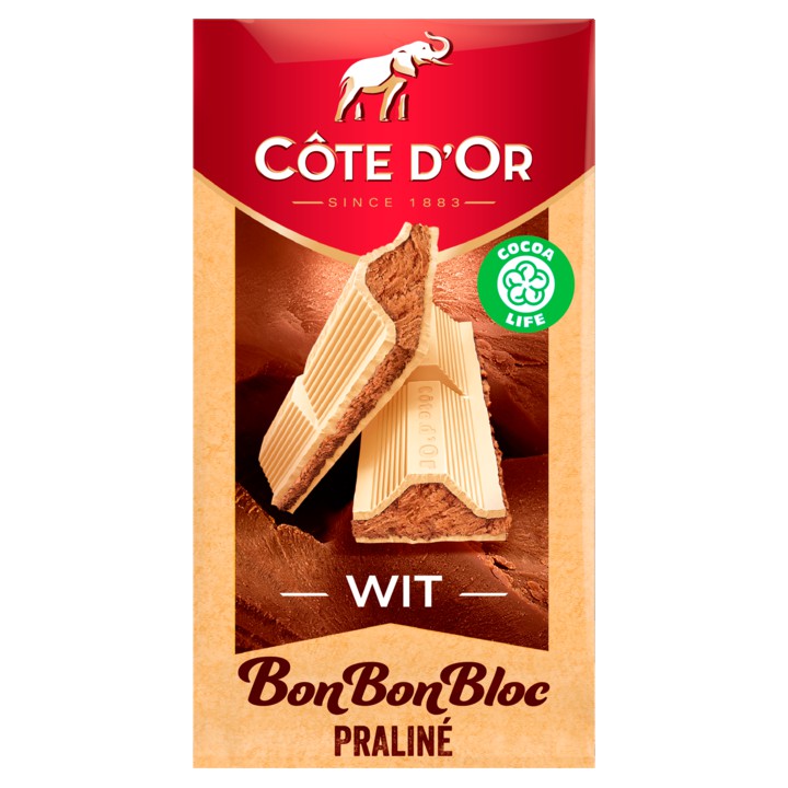 C&amp;ocirc;te d&amp;#x27;Or BonBonBloc chocolade reep Pralin&amp;eacute; Wit 200g