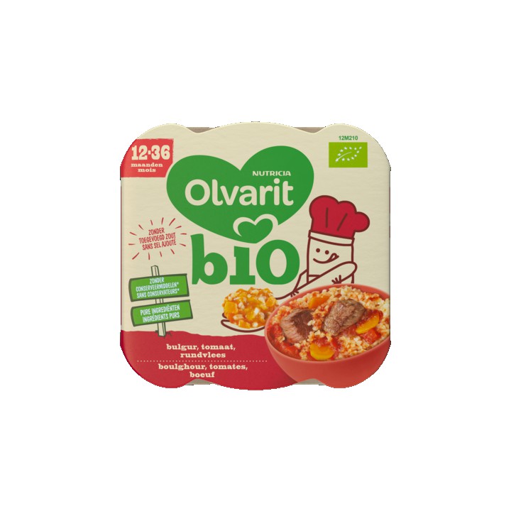 Olvarit Bio Bulgur Tomaat Rundvlees 12+ Maanden 230g