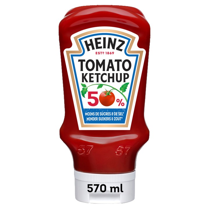 Heinz Tomaten Ketchup 50% minder suikers &amp;amp; zout 570ml