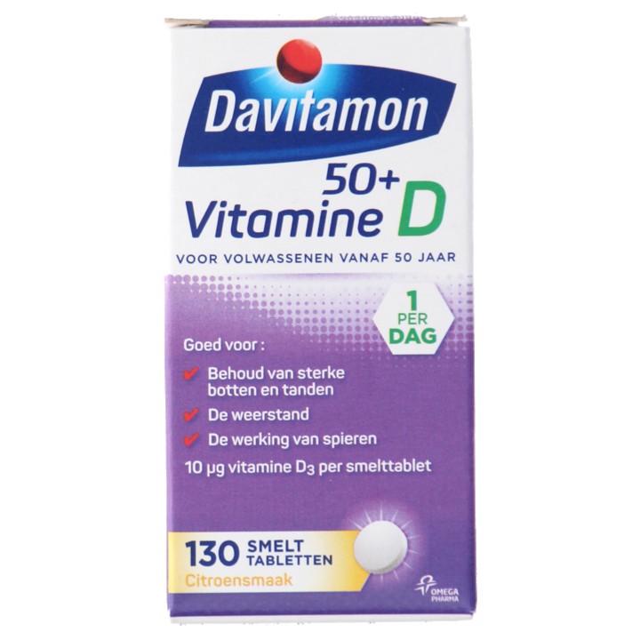 Davitamon Vitamine D smelttabletten 50+, 130 stuks