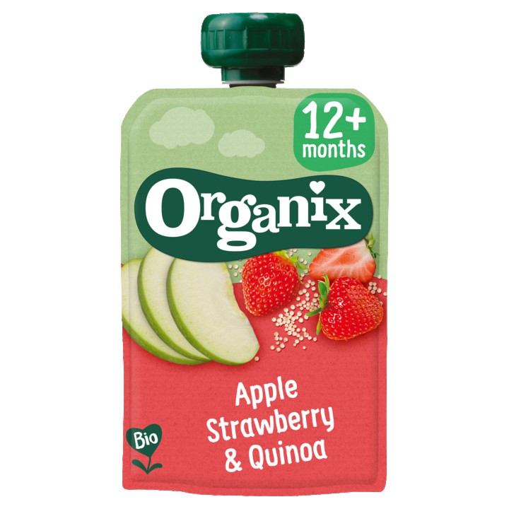 Organix Knijpfruit appel, aardbei &amp;amp; quinoa 12mnd