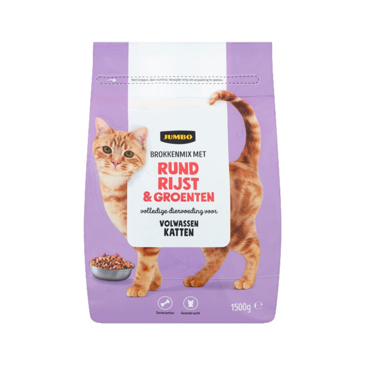 Jumbo Brokkenmix met Rund Rijst &amp;amp; Groenten Katten Volwassen 1,5kg