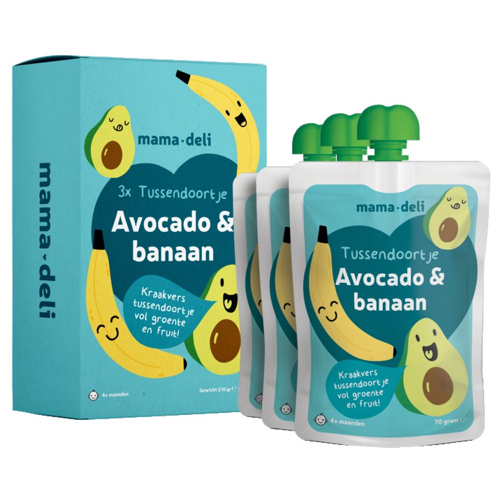 Mama Deli Tussendoortje avocado &amp;amp; banaan 4+ maanden 3 x 70g