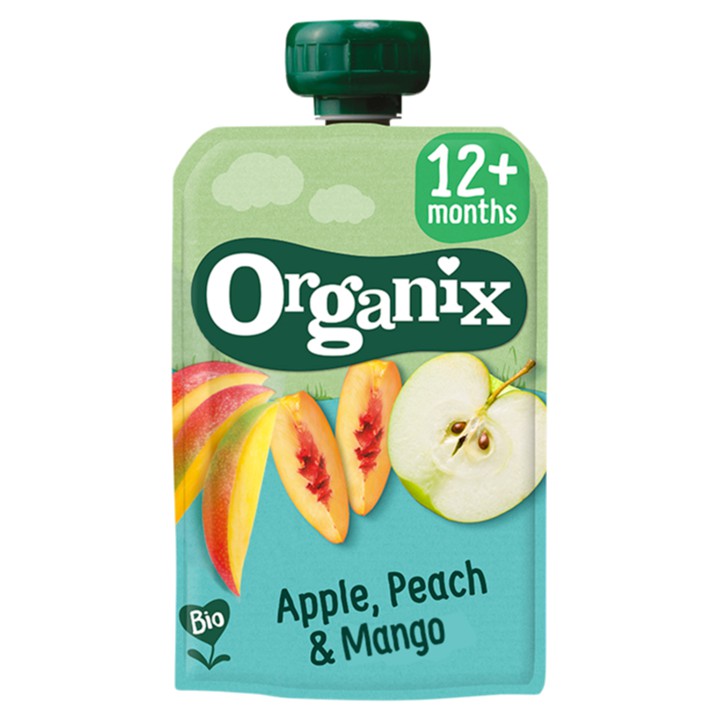 Organix Knijpfruit Appel, Perzik &amp;amp; Mango 12+m