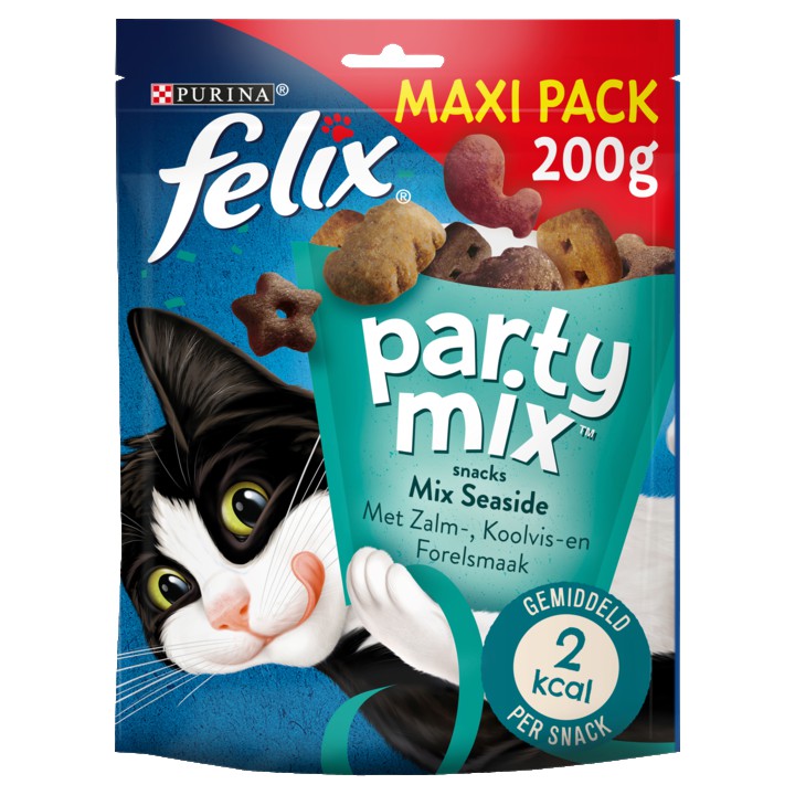 FELIX&amp;reg; Party Mix Seaside met Zalm-, Koolvis- &amp;amp; Forelsmaak - Kattensnacks - 200g