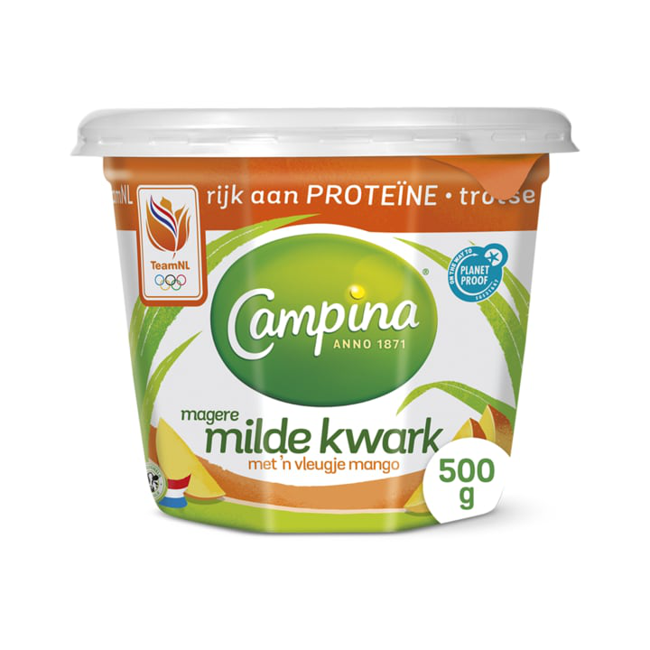 Campina magere kwark met een vleugje mango 500g