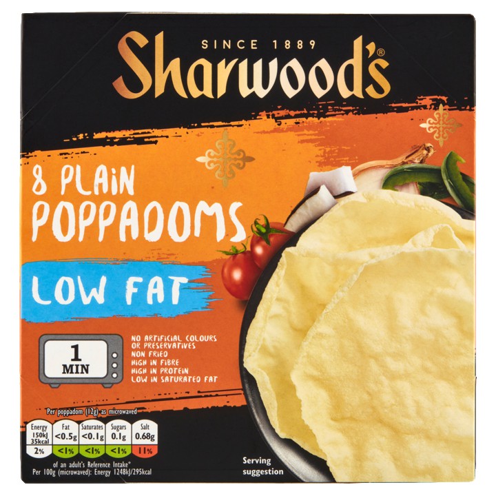 Sharwoods Plain Poppadoms 8 Stuks 94g