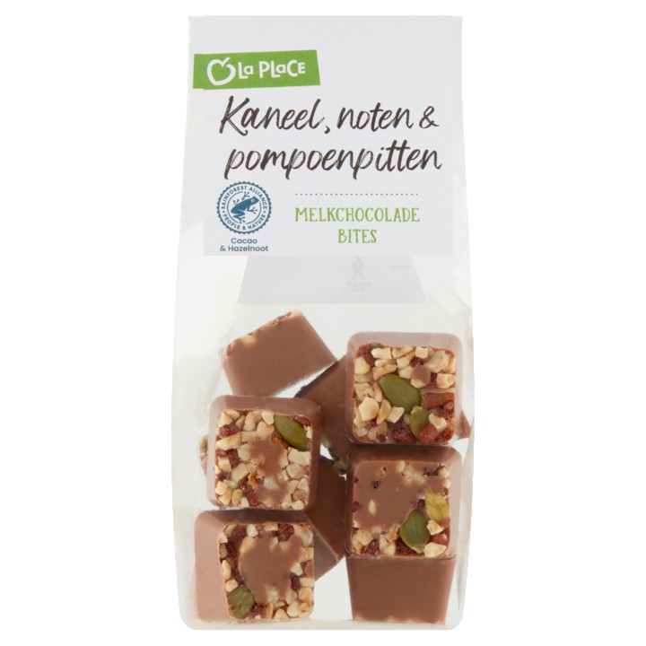 La Place Melkchocolade Bites met Kaneel, Noten &amp;amp; Pompoenpitten 150g